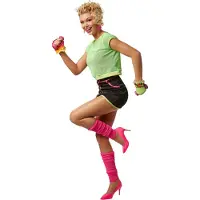 TecTake Dressforfun - Costume femme Funky - 90s Neon Mini Costume avec chemise en filet, gants et cagoules - Taille XXL