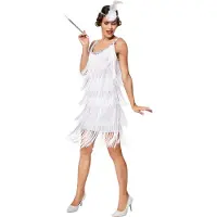 Dressforfun Costume femme charleston XXL - - déguisement - robe de soirée - carnaval - Blanc