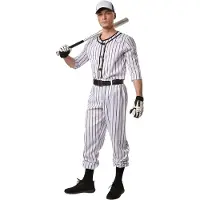 TecTake costume de baseball pour homme - taille m - noir/blanc - comprend le pantalon, le haut, la ceinture et les chaussettes