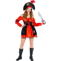 Dressforfun Costume Femme Pirate Mia Boot Strap XXL - halloween - carnaval - rouge
