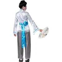 TecTake Dressforfun - Enchanted Geisha Aiko - Costume de Geisha en satin brillant avec chemisier, pantalon et ceinture ventrale pour le carnaval, les fêtes à thème et le style japonais - Taille XXL