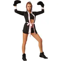 TecTake costume de boxeuse pour femmes - noir - taille s - short, débardeur, veste avec capuche, ceinture et gants de boxe
