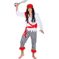 TecTake costume homme pirate capitaine borgne Henry S dressforfun - déguisement halloween - fête de carnaval - blanc - rouge