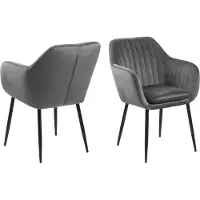 Actona Fauteuil avec accoudoirs « Emilia » gris, polyester, acier - 57 x 83 x 61 cm (L x H x P)
