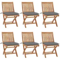 vidaXL Chaises de jardin pliantes avec coussins 6 pcs. Bois massif teck