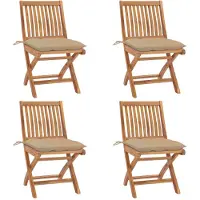 vidaXL Chaises de jardin pliantes avec coussins 4 pcs. Bois massif teck