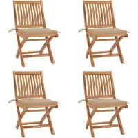 vidaXL Chaises de jardin pliantes avec coussins 4 pcs. Bois massif teck