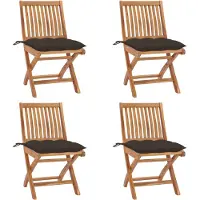 vidaXL Chaises de jardin pliantes avec coussins 4 pcs. Bois massif teck