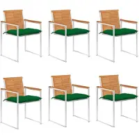 vidaXL Chaises de jardin 6 pcs. avec coussins bois massif acacia