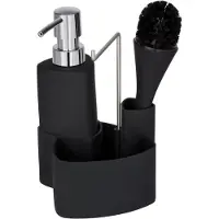 Wenko Set d'évier Mod. Empire Noir, avec brosse à vaisselle