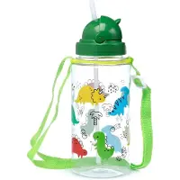 Puckator Dinosauria Jr Kinder wiederverwendbare bruchsichere Wasserflasche mit Flip-Strohalm 450ml