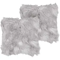 Beliani Coussin décoratif imitation fourrure gris clair 42 x 42 cm 2pcs LUBHA (45 x 45 cm)