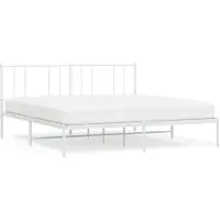 vidaXL Cadre de lit avec tête de lit en métal blanc 180x200 cm