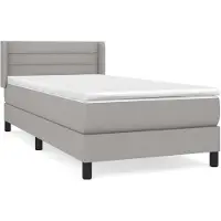vidaXL Lit boxspring avec matelas gris clair 100x200 cm Tissu