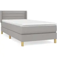 vidaXL Lit boxspring avec matelas gris clair 90x200 cm Tissu