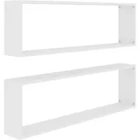 vidaXL Étagères cube murales 2 pcs blanc 100x15x30cm bois d'ingénierie