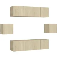 vidaXL Ensemble d'armoires TV 6 pièces en bois composite chêne Sonoma