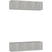 vidaXL Armoires TV 4 pcs. Gris béton 60x30x30 cm Bois composite