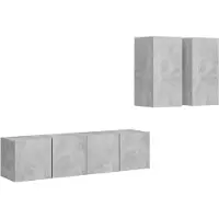 vidaXL Ensemble d'armoires TV 4 pièces gris béton Bois composite
