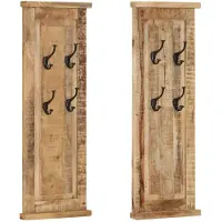 vidaXL Porte-manteaux 2 pcs Bois massif de manguier 38x100 cm
