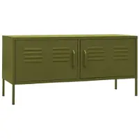 vidaXL Meuble TV Vert Olive 105x35x50 cm Acier