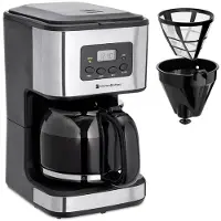 Kitchenbrothers Cafetière - Avec pichet en verre - 12 tasses - Noir