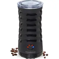 Kitchenbrothers Mousseur à Lait Électrique , Chauffe Lait Chocolatière, Revêtement Antiadhésif, 400W, Noir