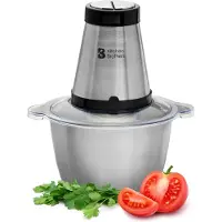 Kitchenbrothers Hachoir électrique - 2 vitesses - 300 W - 1.8 L - Bol en acier inoxydable