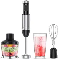 Kitchenbrothers Mixeur plongeant 4 en 1 - - Hachoir - 800W - 600ML - Acier inoxydable