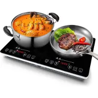 Kitchenbrothers Plaque induction - - Table de cuisson transportable - 2 brûleurs - pose libre - 1500W + 2000W - acier inoxydable