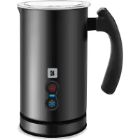 Kitchenbrothers Mousseur à lait électrique - Pour Cappuccino et Latte -3 en 1 : mousse chaude ou froide, chauffage - 240 ML - Noir
