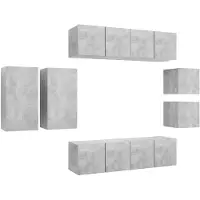 vidaXL Ensemble de 8 meubles TV en bois gris béton