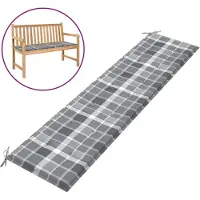 vidaXL Coussin de banc de jardin motif à carreaux gris 200x50x4 cm