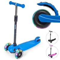 LifeGoods Scooter enfant TurboRide - Étape 5-8 ans - 3 roues lumineuses - Garçons/Filles - Bleu