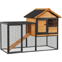 PawHut Clapier pour lapin surélevé avec porte verrouillable extérieur bois métal D51-175