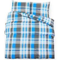 vidaXL Ensemble de literie bleu et gris 240x220 cm coton