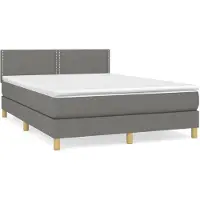 vidaXL Lit boxspring avec matelas gris foncé 140x200 cm Tissu