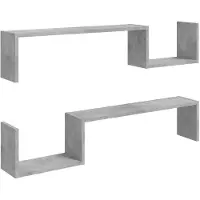 vidaXL Étagères murales 2 pcs gris béton 100x15x20cm bois d'ingénierie