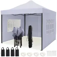 LifeGoods Tente de réception - Étanche- Pliable - 3x3m - Gris foncé