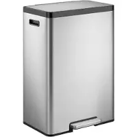 EKO - EcoCasa 2 Poubelle à pédale 30 litres - Plastique inoxydable - Acier inoxydable mat