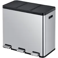 EKO - Essential 1 Recycler Poubelle à pédale 20+20+20 litres - Acier inoxydable Plastique - Acier inoxydable mat