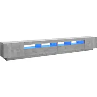 vidaXL Armoire TV avec lampes LED gris béton 300x35x40 cm