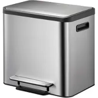EKO - EcoCasa Recycler Poubelle à pédale 12+12 litres - Acier inoxydable - Acier inoxydable mat