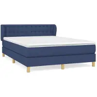 vidaXL Lit boxspring avec matelas bleu 140x190 cm Tissu