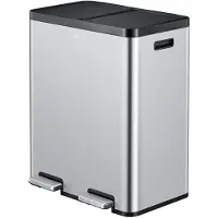 EKO - Essential 1 Recycler Poubelle à pédale 30+30 litres - Acier inoxydable Plastique - Acier inoxydable mat