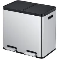 EKO - Essential 1 Recycler Poubelle à pédale 22+22 litres - Acier inoxydable Plastique - Acier inoxydable mat