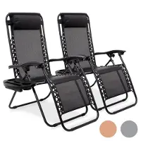 LifeGoods Chaises longues de jardin pliables - - 2 pièces - 30°-90° réglable - métal - noir