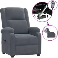 vidaXL Fauteuil relax électrique gris foncé velours