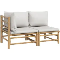 vidaXL Ensemble de salon de jardin 2 pièces Coussins gris clair Bambou