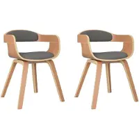 vidaXL Chaise de salle à manger 2 pcs. Gris clair Bois courbé et tissu